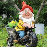 Darrahopens Home & Garden > Decor > Garden Ornaments Whimsical Biking Gnome Garden Statue - Hand-Painted Resin Cycling Dwarf Sculpture for Patio, Lawn, and Outdoor Yard Decor