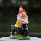 Darrahopens Home & Garden > Decor > Garden Ornaments Whimsical Biking Gnome Garden Statue - Hand-Painted Resin Cycling Dwarf Sculpture for Patio, Lawn, and Outdoor Yard Decor