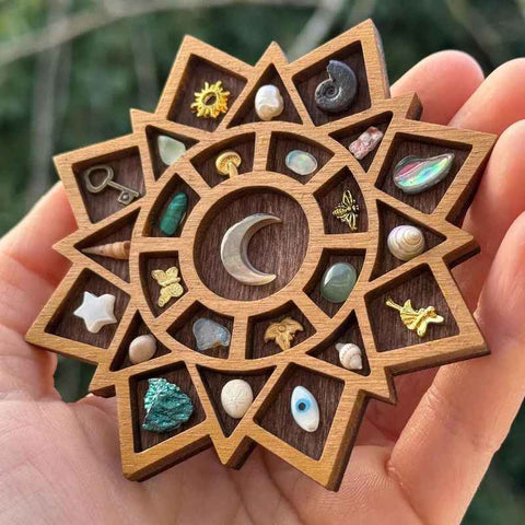 Darrahopens Home & Garden > Decor > Garden Ornaments Wooden display stand for mini curiosities,Mandala