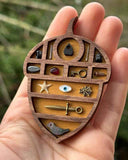 Darrahopens Home & Garden > Decor > Garden Ornaments Wooden display stand for mini curiosities,Nut