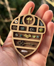 Darrahopens Home & Garden > Decor > Garden Ornaments Wooden display stand for mini curiosities,Nut