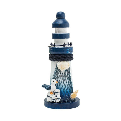 Darrahopens Home & Garden > Decor > Garden Ornaments Wooden Lighthouse Decor 10cm Nautical Ornament with Seabird Marine Decoration in Mediterranean Style