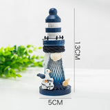 Darrahopens Home & Garden > Decor > Garden Ornaments Wooden Lighthouse Decor 10cm Nautical Ornament with Seabird Marine Decoration in Mediterranean Style