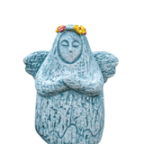 Darrahopens Home & Garden > Decor > Garden Ornaments Zelda Goddess Statue Figurine(Large Statue with Flower Crown + Apple) - Retro Resin Finish, Hyrule Shrine Model for Garden, Aquarium & Car Decor