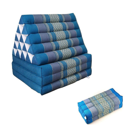 Darrahopens Home & Garden > Decor Jumbo Thai Triangle Pillow THREE FOLDS Blue + Arm/Leg Rest Block