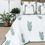 Darrahopens Home & Garden > Decor Kolka Iris Quilted Euro Sham Set Super Quality Cotton Quilted Front - Green