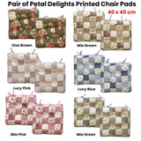 Darrahopens Home & Garden > Decor Lylac Homeware Petal Delights Set of 2 Cotton Chair Pads Lucy Blue