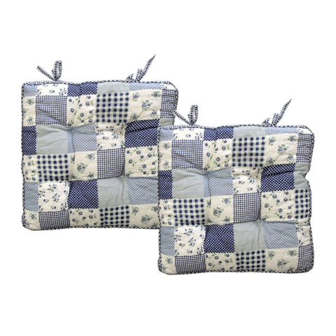 Darrahopens Home & Garden > Decor Lylac Homeware Petal Delights Set of 2 Cotton Chair Pads Lucy Blue