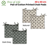 Darrahopens Home & Garden > Decor Lylac Homeware Tree of Life Set of 2 Cotton Chair Pads Dark Grey