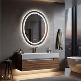 Darrahopens Home & Garden > Decor > Mirrors 80CM Oval Backlit+Front LED Bathroom Mirror Dimmable Shatter-Proof Vanity Mirror
