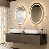 Darrahopens Home & Garden > Decor > Mirrors 80CM Oval Backlit+Front LED Bathroom Mirror Dimmable Shatter-Proof Vanity Mirror