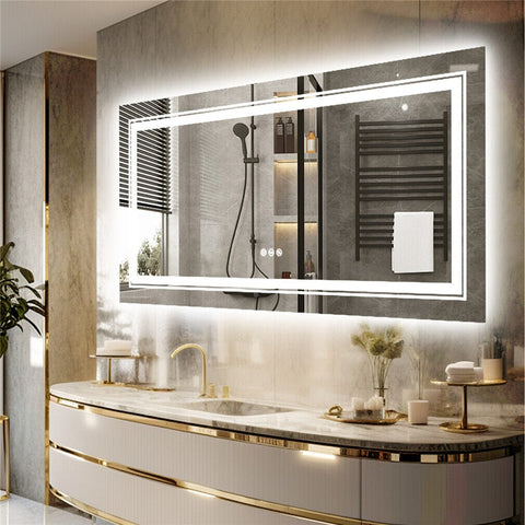 Darrahopens Home & Garden > Decor > Mirrors Anti-Fog LED Bathroom Mirror with 2-Way Mount