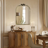 Darrahopens Home & Garden > Decor > Mirrors Antique Baroque Arched Wall Mirror Rose Edge Decorative Mirror Fireplace Entryway
