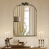 Darrahopens Home & Garden > Decor > Mirrors Antique Baroque Arched Wall Mirror Rose Edge Decorative Mirror Fireplace Entryway