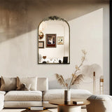 Darrahopens Home & Garden > Decor > Mirrors Antique Baroque Arched Wall Mirror Rose Edge Decorative Mirror Fireplace Entryway