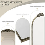 Darrahopens Home & Garden > Decor > Mirrors Antique Baroque Arched Wall Mirror Rose Edge Decorative Mirror Fireplace Entryway