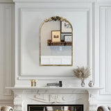 Darrahopens Home & Garden > Decor > Mirrors Antique Baroque Arched Wall Mirror Rose Edge Decorative Mirror Fireplace Entryway