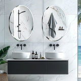 Darrahopens Home & Garden > Decor > Mirrors Beveled Edge Oval Wall Mirror, Frameless Decorative Glass Mirror for Bathroom, Living Room, Entryway, Hallway - 50x70cm