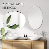 Darrahopens Home & Garden > Decor > Mirrors Beveled Edge Oval Wall Mirror, Frameless Decorative Glass Mirror for Bathroom, Living Room, Entryway, Hallway - 50x70cm