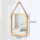 Darrahopens Home & Garden > Decor > Mirrors CARLA HOME Hanging Wall Mirror with Bamboo Frame with Adjustable Leather Strap for Bathroom, Bedroom, Vanity or Entryway (40x33 cm)