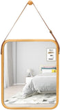 Darrahopens Home & Garden > Decor > Mirrors CARLA HOME Hanging Wall Mirror with Bamboo Frame with Adjustable Leather Strap for Bathroom, Bedroom, Vanity or Entryway (40x33 cm)