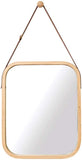 Darrahopens Home & Garden > Decor > Mirrors CARLA HOME Hanging Wall Mirror with Bamboo Frame with Adjustable Leather Strap for Bathroom, Bedroom, Vanity or Entryway (40x33 cm)