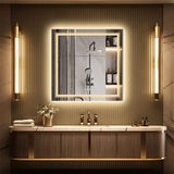Darrahopens Home & Garden > Decor > Mirrors Fin Large Square Wall Mount Smart Led Bathroom Mirror Anti Fog Backlit Vanity Mirror