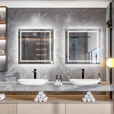 Darrahopens Home & Garden > Decor > Mirrors Fin Large Square Wall Mount Smart Led Bathroom Mirror Anti Fog Backlit Vanity Mirror