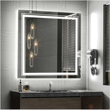 Darrahopens Home & Garden > Decor > Mirrors Fin Large Square Wall Mount Smart Led Bathroom Mirror Anti Fog Backlit Vanity Mirror