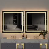 Darrahopens Home & Garden > Decor > Mirrors Fin Large Square Wall Mount Smart Led Bathroom Mirror Anti Fog Backlit Vanity Mirror