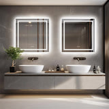 Darrahopens Home & Garden > Decor > Mirrors Fin Large Square Wall Mount Smart Led Bathroom Mirror Anti Fog Backlit Vanity Mirror