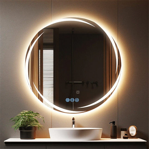 Darrahopens Home & Garden > Decor > Mirrors Round LED Anti-Fog Backlit Bathroom Mirror