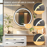 Darrahopens Home & Garden > Decor > Mirrors Round LED Bathroom Mirror with Anti-Fog & Black Frame