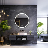 Darrahopens Home & Garden > Decor > Mirrors Round LED Bathroom Mirror with Anti-Fog & Black Frame