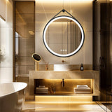 Darrahopens Home & Garden > Decor > Mirrors Round LED Bathroom Mirror with Anti-Fog & Black Frame
