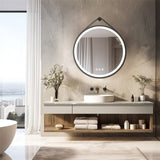 Darrahopens Home & Garden > Decor > Mirrors Round LED Bathroom Mirror with Anti-Fog & Black Frame