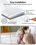 Darrahopens Home & Garden > Decor > Mirrors Shatterproof Acrylic Mirror Tiles – 4-Pack Wall Stickers for Kids, Home Gym, Bedroom & Bathroom, Easy Peel-and-Stick Decorative Mirrors with Double-Sided Tape (Silver,12" x 12")