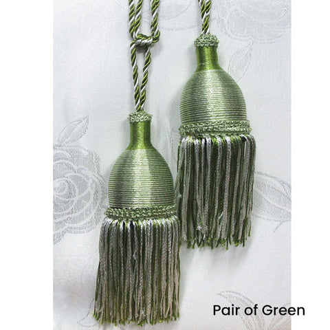 Darrahopens Home & Garden > Decor Pair of Curtain Tassel Rope Ties 52cm Green