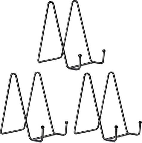 Darrahopens Home & Garden > Decor > Picture Frames 6 Inch Black Metal Display Stands - 3-Pack for Photos, Books & Art - Sturdy Metal Design