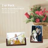 Darrahopens Home & Garden > Decor > Picture Frames 6 Inch Photo Frames 2 pcs Set, Wooden And Acrylic Glass Picture Frame For Tabletop Home Decor
