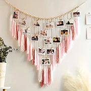 Darrahopens Home & Garden > Decor > Picture Frames Bohemian Woven Wooden Bead Tassel Photo Wall Hanging: Cotton Handmade Clip-On Tapestry, Warm and Healing Decoration for Bedroom and Living Room In Australia - Darrahopens