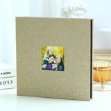 Darrahopens Home & Garden > Decor > Picture Frames Brown Linen Self-Adhesive Photo Album DIY Scrapbook with Cover Window 11x10.6 Inch for Family Wedding Travel Memories Preservation Australian Home