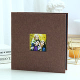 Darrahopens Home & Garden > Decor > Picture Frames Coffee color Linen Self-Adhesive Photo Album DIY Scrapbook with Cover Window 11x10.6 Inch for Family Wedding Travel Memories Preservation Australian Home
