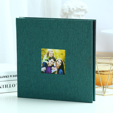 Darrahopens Home & Garden > Decor > Picture Frames Dark green Linen Self-Adhesive Photo Album DIY Scrapbook with Cover Window 11x10.6 Inch for Family Wedding Travel Memories Preservation Australian Home