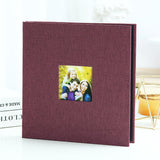 Darrahopens Home & Garden > Decor > Picture Frames Dark purple Linen Self-Adhesive Photo Album DIY Scrapbook with Cover Window 11x10.6 Inch for Family Wedding Travel Memories Preservation Australian Home