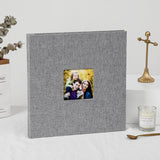 Darrahopens Home & Garden > Decor > Picture Frames Grey Linen Self-Adhesive Photo Album DIY Scrapbook with Cover Window 11x10.6 Inch for Family Wedding Travel Memories Preservation Australian Home