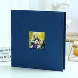 Darrahopens Home & Garden > Decor > Picture Frames Navy blue Linen Self-Adhesive Photo Album DIY Scrapbook with Cover Window 11x10.6 Inch for Family Wedding Travel Memories Preservation Australian Home