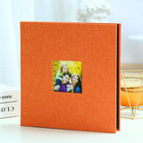 Darrahopens Home & Garden > Decor > Picture Frames Orange Linen Self-Adhesive Photo Album DIY Scrapbook with Cover Window 11x10.6 Inch for Family Wedding Travel Memories Preservation Australian Home
