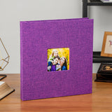 Darrahopens Home & Garden > Decor > Picture Frames Purple Linen Self-Adhesive Photo Album DIY Scrapbook with Cover Window 11x10.6 Inch for Family Wedding Travel Memories Preservation Australian Home
