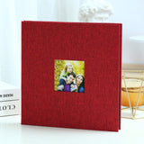 Darrahopens Home & Garden > Decor > Picture Frames Red Linen Self-Adhesive Photo Album DIY Scrapbook with Cover Window 11x10.6 Inch for Family Wedding Travel Memories Preservation Australian Home